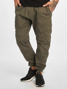 Pantalones vaqueros modernos para hombre de la marca Brandit, elásticos, con cordón ajustable, cremallera, de algodón, color caqui.