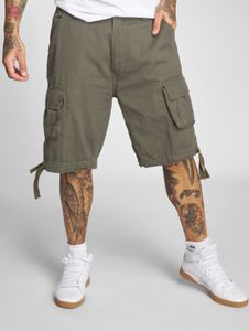 Casual Brandit men's shorts with zippers and pockets, khaki