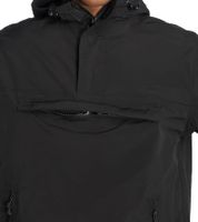 Practical Brandit Men's Windbreaker Jacket – Waterproof Hooded Jacket with Fleece Lining (Black, BD3001-00007-0060)