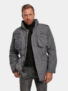 Giacca casual da uomo Brandit con zip e cappuccio, in cotone, grigia