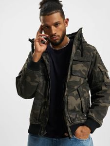 Casual Brandit men's jacket with zip and hood, cotton, camouflage
