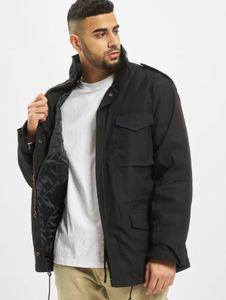 Simple Brandit men's jacket with zippers and pockets, black