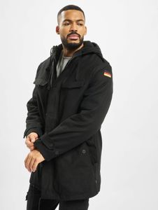 Veste fonctionnelle Brandit pour homme, en coton noir, avec cordon de serrage et fermeture éclair.