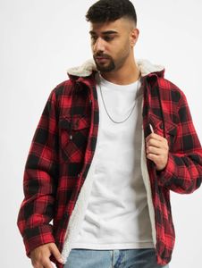 Casual Brandit men's jacket with drawstring and hood, cotton, red/black