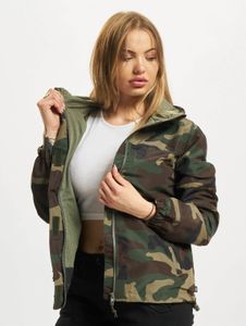 simple Brandit women's jacket with zipper, hood, camouflage
