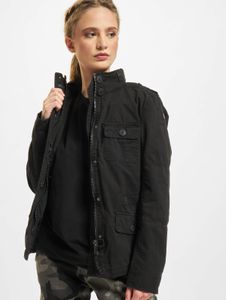 schlichte Brandit Damen Jacke Reißverschluss Taschen mit Baumwolle Schwarz