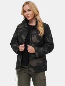 Casual Brandit women's jacket with zippers, pockets, and camouflage