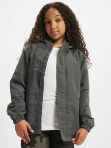 Chaqueta unisex informal de la marca Brandit con cierre de cremallera y velcro, color gris.