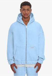 lässiger Bazix Republiq Herren Hoodie Reißverschluss Rippbündchen mit Baumwolle Hell-Blau
