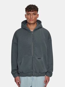 Sudadera con capucha cómoda para hombre de Bazix Republiq con cremallera, puños acanalados, algodón, color gris.