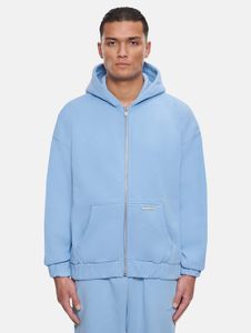Sudadera con capucha Modern Bazix Republiq para hombre con cremallera, puños acanalados, algodón de 430 g/m², azul.