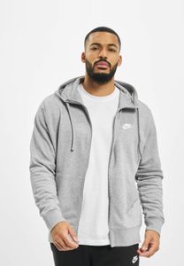 Sudadera con capucha suave para hombre de NIKE con cordón ajustable y cremallera, color gris.