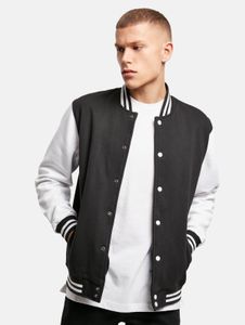 Chaqueta para hombre Simple Build Your Brand con cremalleras, bolsillos, algodón de 300 g/m², negro/blanco