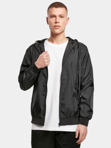 stylische Build Your Brand Herren Jacke Kordelzug Reißverschluss 75 g/m² Schwarz