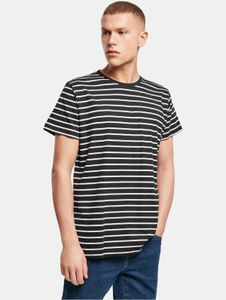 sportliches Build Your Brand Herren T-Shirt 180 g/m² mit Baumwolle Schwarz/Weiß