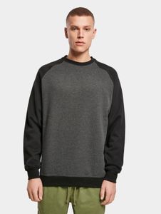modernes Build Your Brand Herren Sweatshirt Rippbündchen 250 g/m² mit Baumwolle Grau/Schwarz