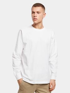 weiches Build Your Brand Herren Sweatshirt Rippbündchen 200 g/m² mit Baumwolle Weiß