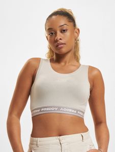 modernes Freddy Damen T-Shirt Stretch Kordelzug Kapuze mit Baumwolle Beige