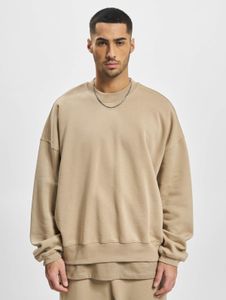 lässiges DEF Herren Sweatshirt Rippbündchen Oversize 360 g/m² mit Baumwolle Beige