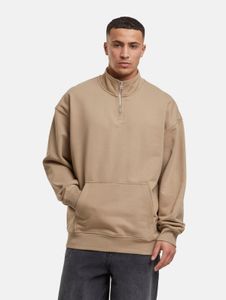 lässiges DEF Herren Sweatshirt Reißverschluss Rippbündchen mit Baumwolle Beige