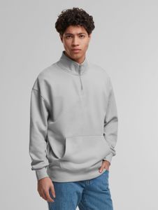 bequemes DEF Herren Sweatshirt Reißverschluss Rippbündchen mit Baumwolle Grau