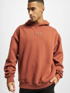 Sudadera moderna DEF para hombre con capucha grande, cordón ajustable, algodón, color marrón rojizo.
