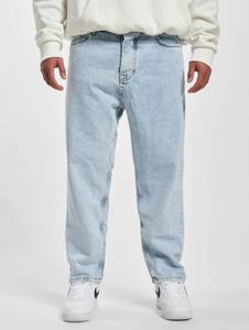 Pantalones vaqueros cómodos de la marca DEF para hombre, con bolsillos con cremallera, de algodón, color azul.