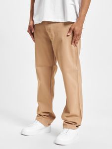 Pantalones vaqueros de corte recto para hombre de la marca DEF, cómodos y con cierre de cremallera, de algodón, color beige.
