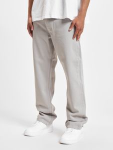 Vaqueros de hombre DEF con estilo, corte recto, cierre de cremallera, algodón, color gris.