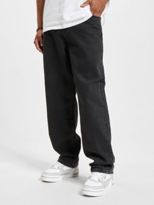 Pantalones vaqueros DEF cómodos para hombre con cremalleras y bolsillos, color negro.