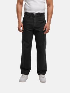 Pantalones vaqueros de corte recto cómodos para hombre de la marca DEF, confeccionados en algodón, color negro.