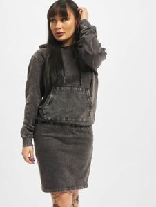 Robe élégante DEF pour femme, en coton gris, avec cordon de serrage et capuche.