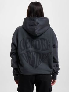 Sweat à capuche confortable DEF pour femme, avec grande capuche, poignets côtelés, coton 460 g/m², anthracite