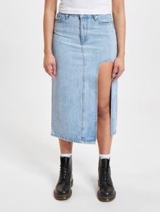Robe élégante DEF pour femme, avec poches, en denim et coton, bleue