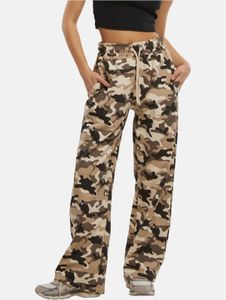 Comodi pantaloni da donna DEF con coulisse, in cotone, mimetici