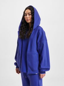 moderner DEF Damen Hoodie Kordelzug Reißverschluss mit Baumwolle Blau