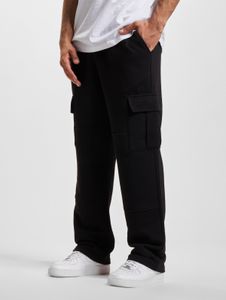 stylische DEF Herren Cord-Jogginghose mit Beintaschen Stoff-Hose Baumwoll-Hose Schwarz