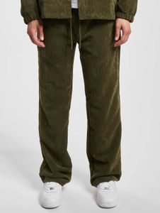 Pantalones cómodos de hombre DEF con cordón ajustable y bolsillos, color caqui.