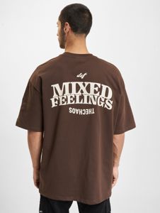 Comfortable DEF men's t-shirt with ribbed cuffs, cotton, brown