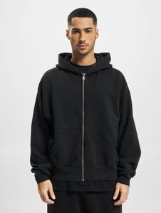 Sudadera con capucha cómoda para hombre de la marca DEF, con cordón ajustable y cremallera, confeccionada en algodón, color negro.