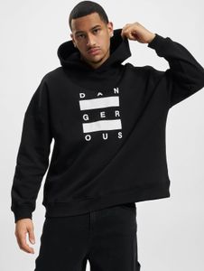 weicher Dangerous DNGRS Herren Hoodie große Kapuze Kordelzug mit Baumwolle Schwarz