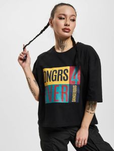 T-shirt femme Dangerous DNGRS, style sportif, en coton noir