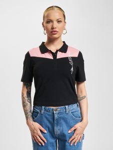 Versatile Dangerous DNGRS women's stretch polo shirt, 180 g/m², cotton, black/pink
