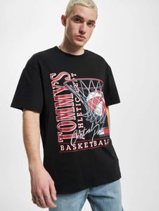 Camiseta deportiva Tommy Jeans para hombre con cordón ajustable y capucha, de algodón, color negro.