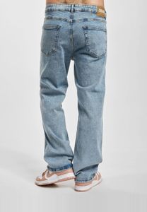 moderne Denim Project Herren Jeans Straight Fit Stretch Reißverschluss mit Baumwolle Blau