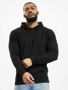 moderner Denim Project Herren Hoodie Kordelzug Rippstrick mit Baumwolle Schwarz