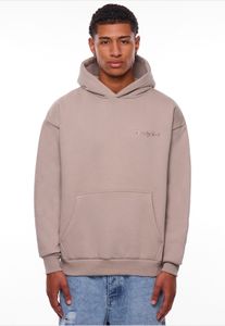 Comfortable drop-size men's hoodie with ribbed cuffs and hood, made of cotton, beige