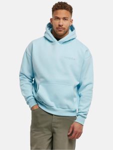 Sudadera con capucha cómoda de corte holgado para hombre, confeccionada en algodón, color azul claro.