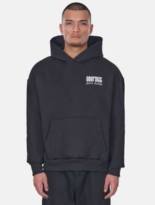 Comfortable drop-size men's hoodie with ribbed cuffs and hood, made of cotton, black