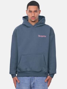moderner Dropsize Herren Hoodie Rippbündchen Kapuze mit Baumwolle Blau